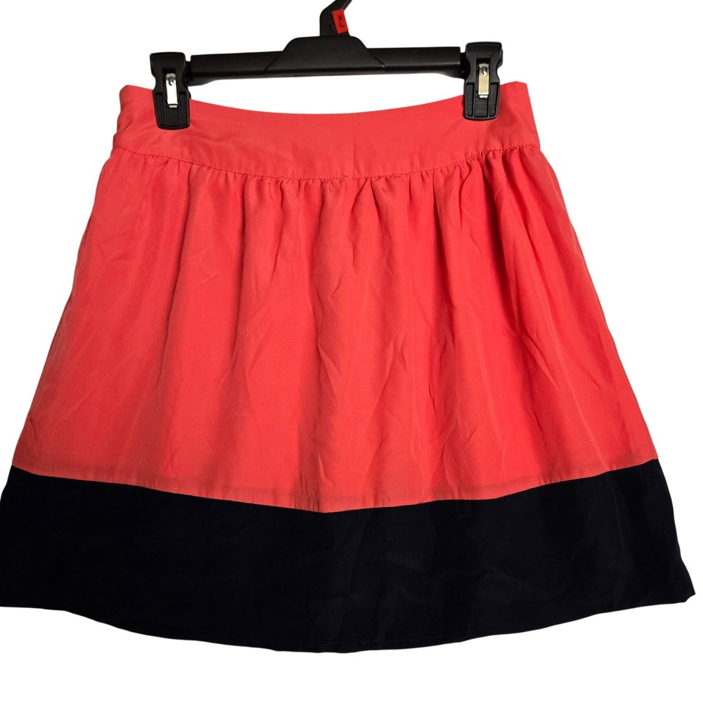 Collective Concepts Coral Pink Black Colorblock Mini Skirt Womens Small